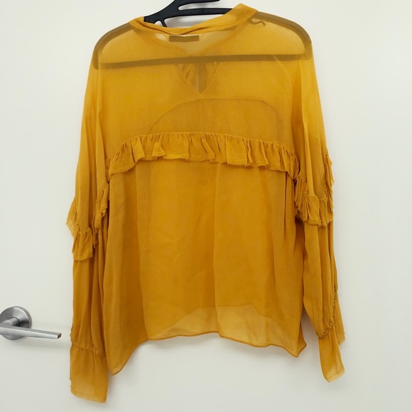 ZARA yellow sheer blouse - Picture 3 of 4